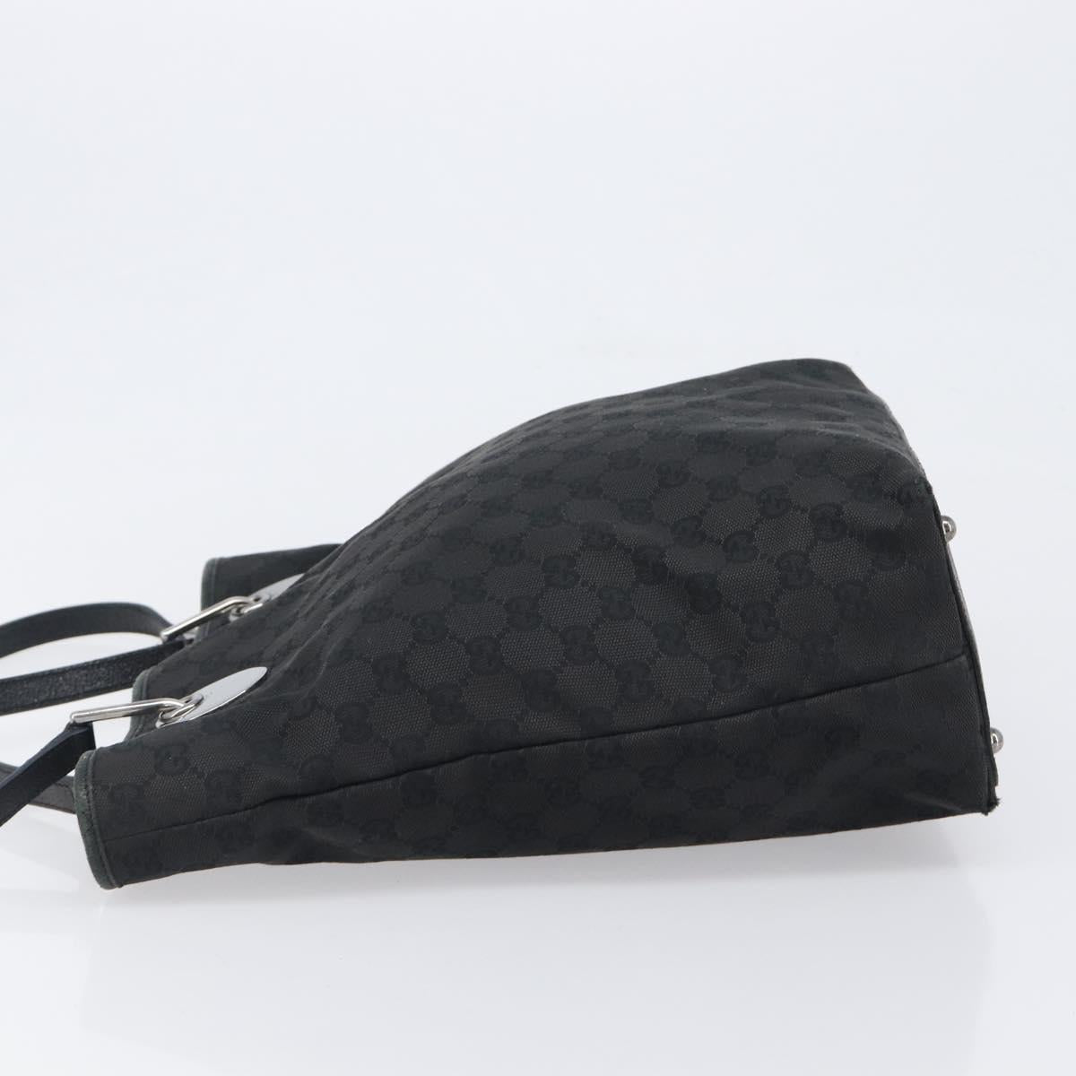GUCCI GG Canvas Tote Bag Black Silver 120836 Auth hk4062