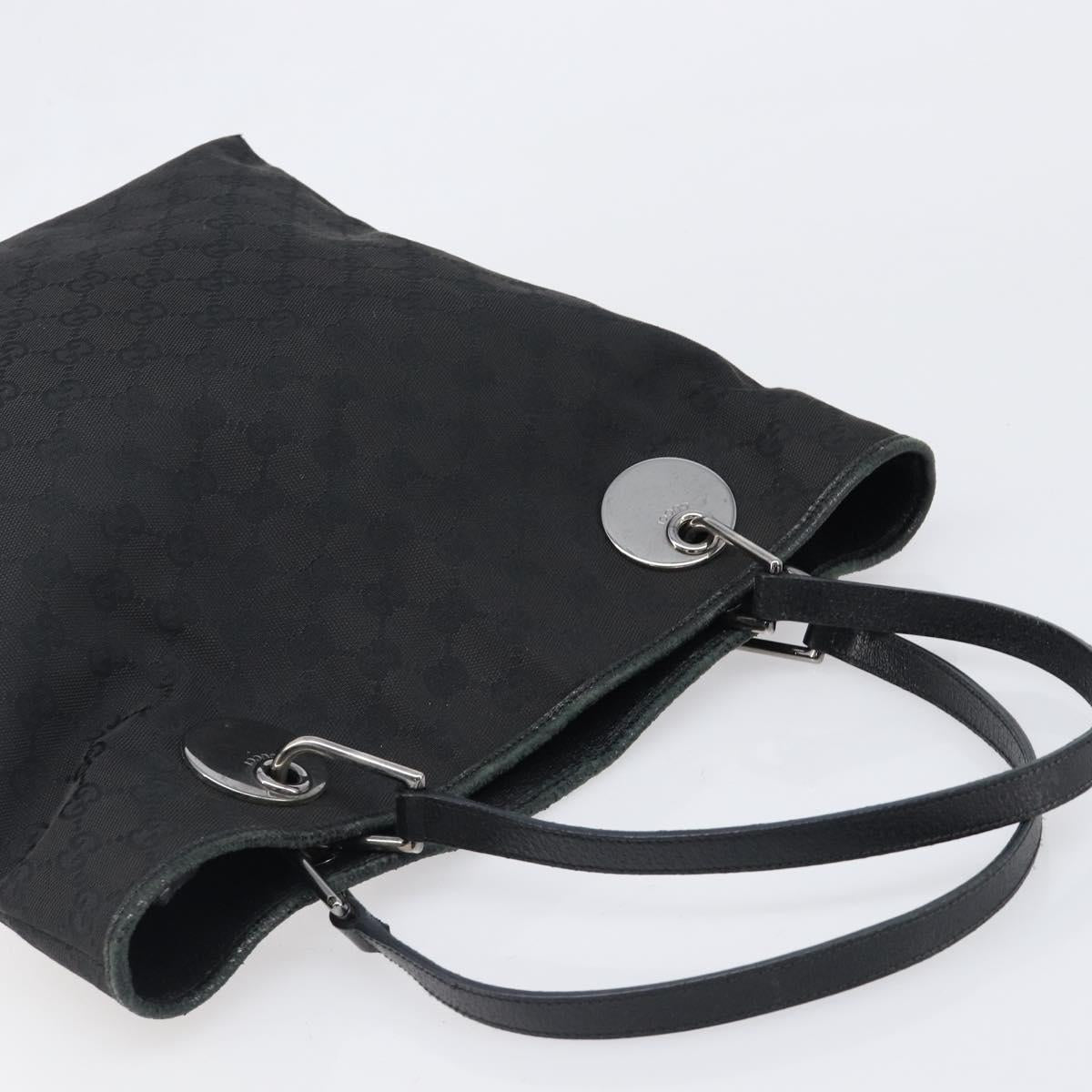 GUCCI GG Canvas Tote Bag Black Silver 120836 Auth hk4062