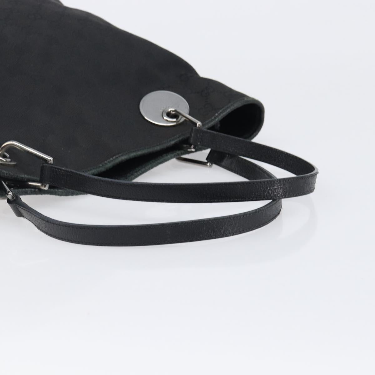 GUCCI GG Canvas Tote Bag Black Silver 120836 Auth hk4062