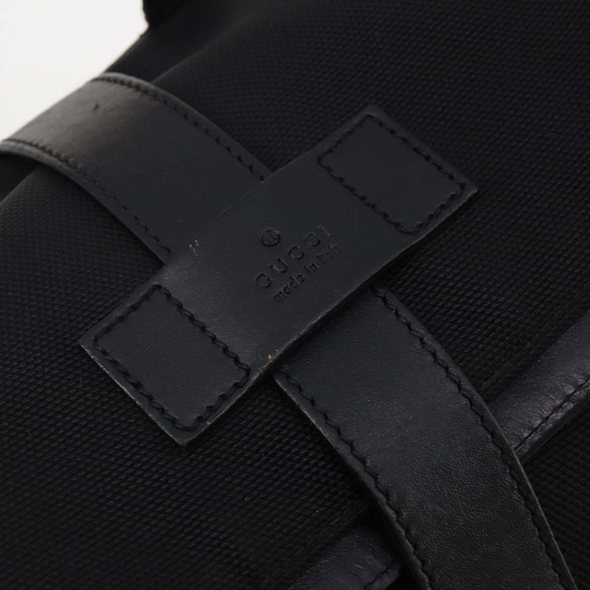 GUCCI Web Sherry Line Backpack Canvas Leather Black Silver 337075 Auth hk4063A