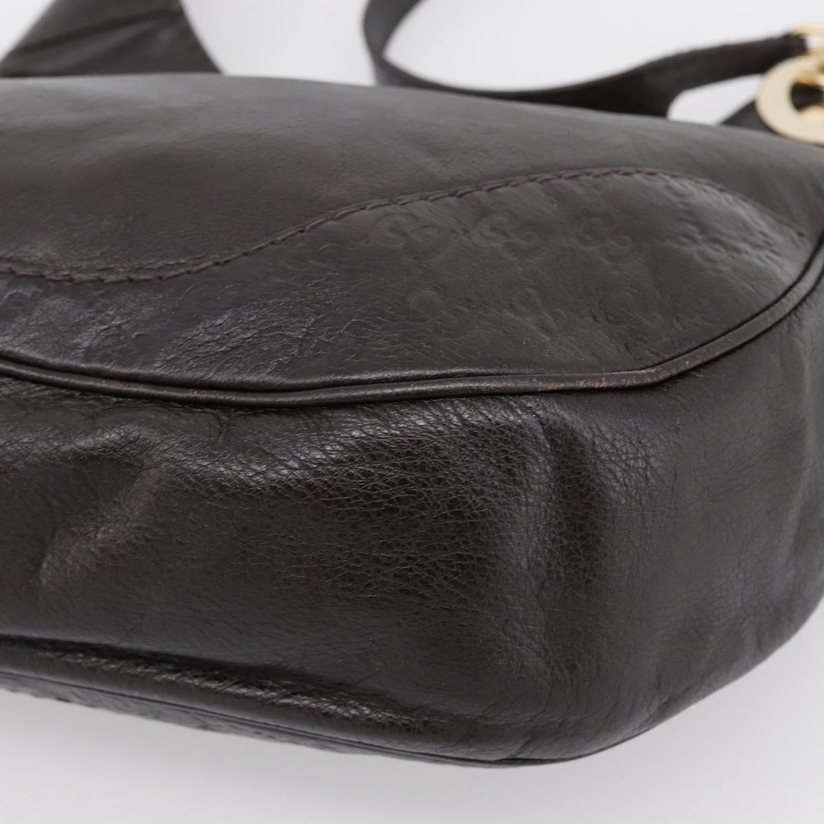 GUCCI GG Canvas Guccissima Bag Leather Dark Brown Gold 203503 Auth hk4064