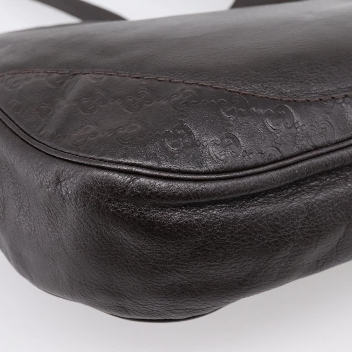 GUCCI GG Canvas Guccissima Bag Leather Dark Brown Gold 203503 Auth hk4064