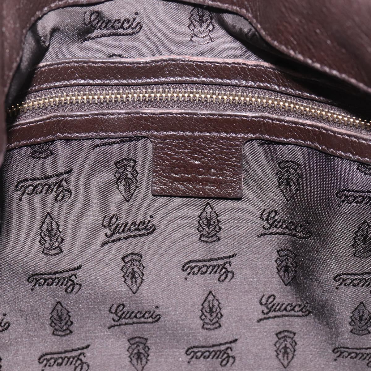 GUCCI GG Canvas Guccissima Bag Leather Dark Brown Gold 203503 Auth hk4064