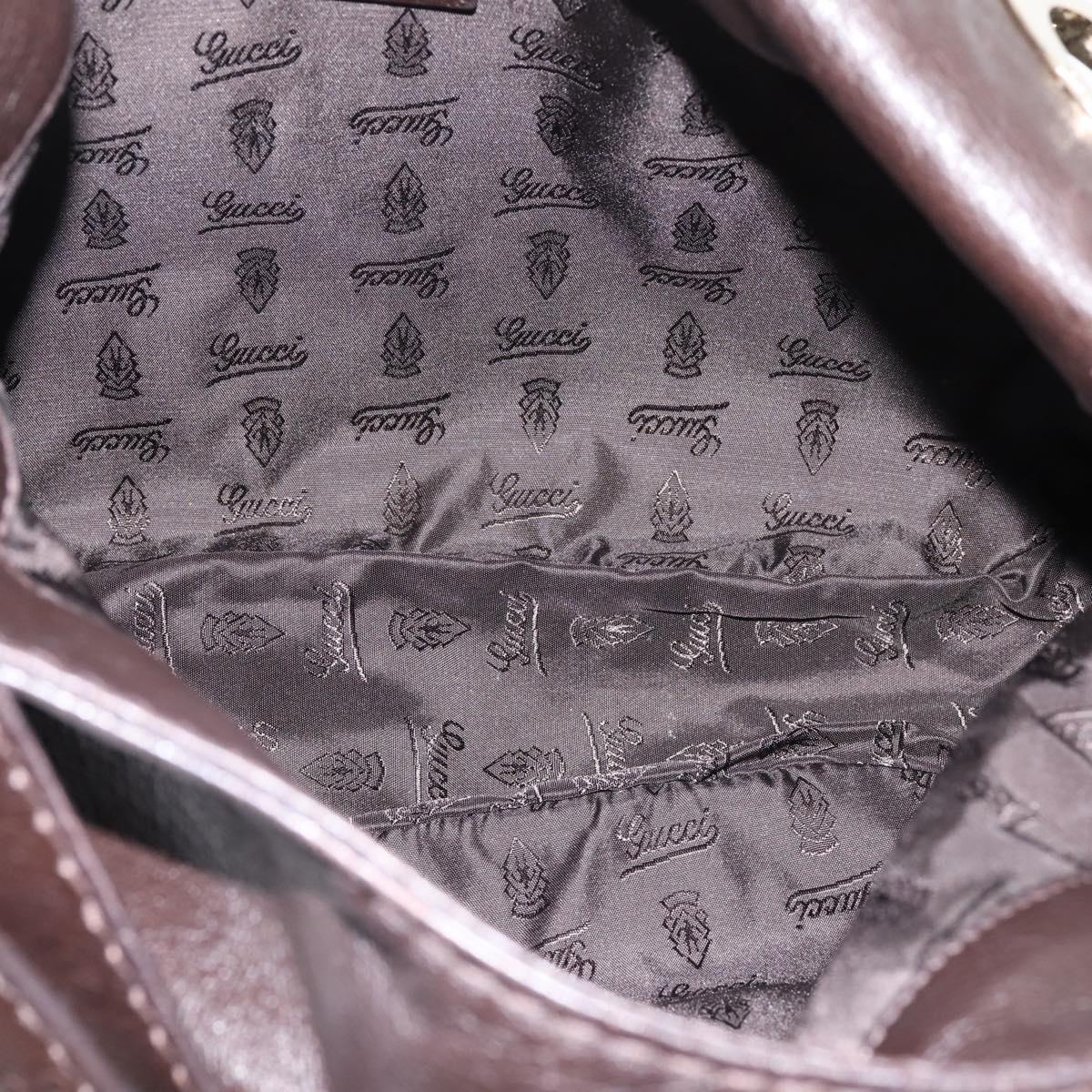 GUCCI GG Canvas Guccissima Bag Leather Dark Brown Gold 203503 Auth hk4064