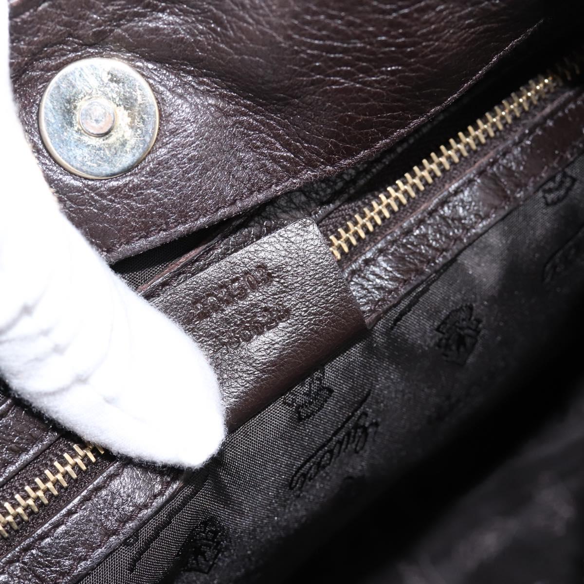 GUCCI GG Canvas Guccissima Bag Leather Dark Brown Gold 203503 Auth hk4064