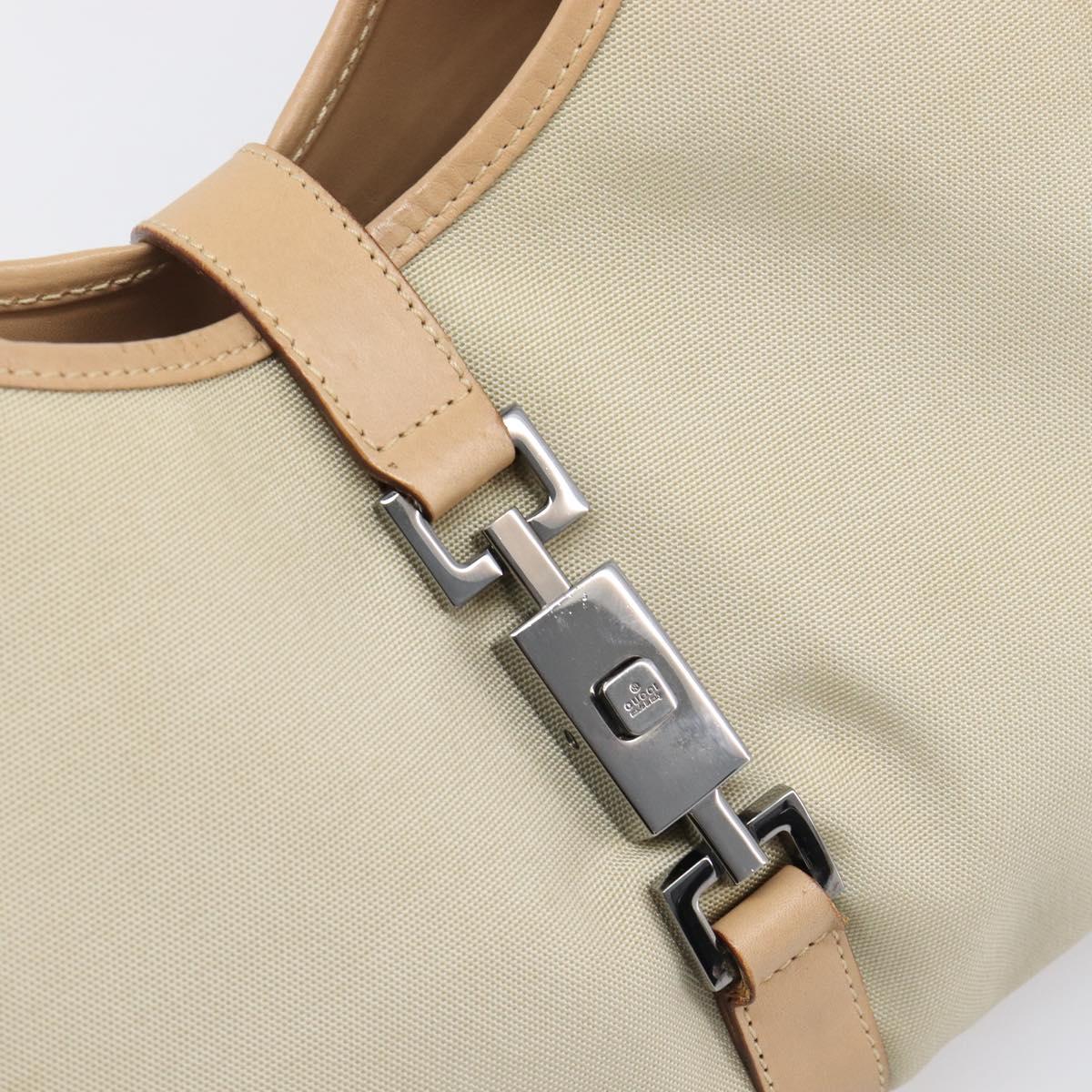GUCCI Jackie Hand Bag Canvas Beige Silver 002 1067 Auth hk4065