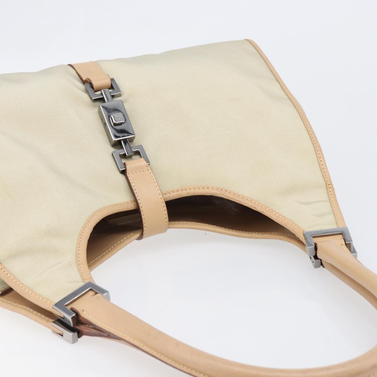 GUCCI Jackie Hand Bag Canvas Beige Silver 002 1067 Auth hk4065