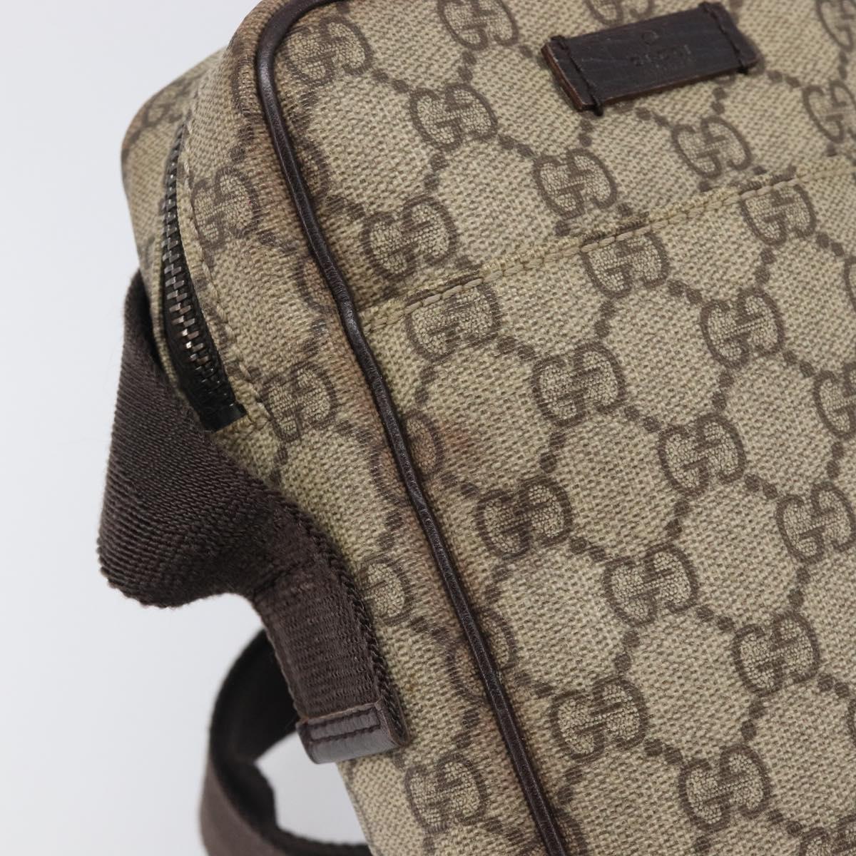 GUCCI GG Supreme Shoulder Bag PVC Beige Silver 122754 Auth hk4066