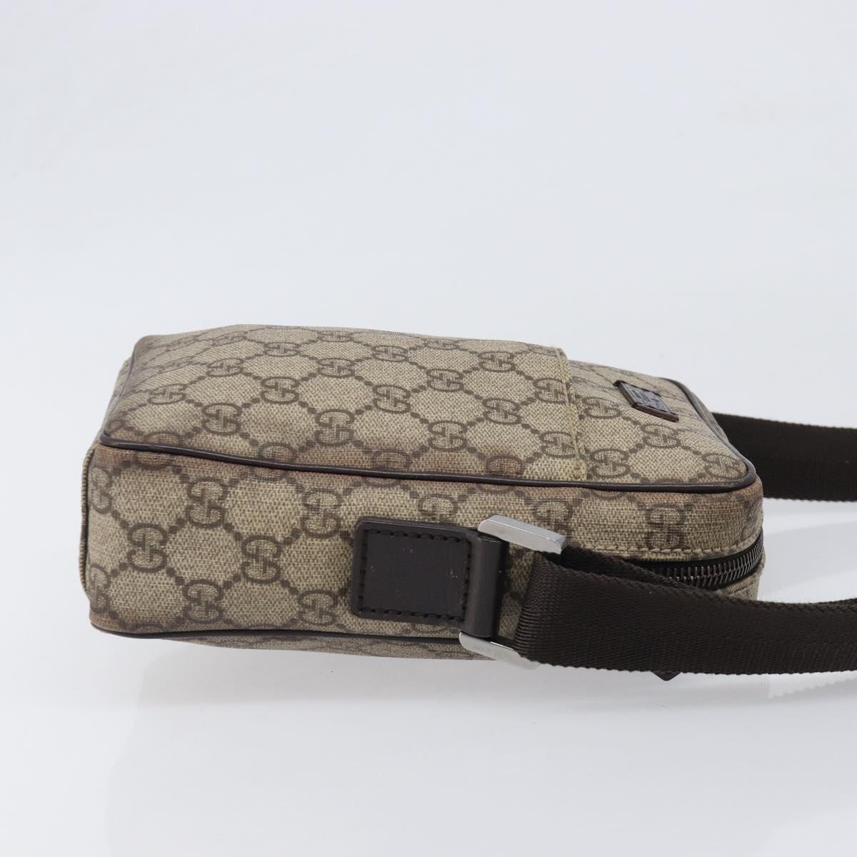 GUCCI GG Supreme Shoulder Bag PVC Beige Silver 122754 Auth hk4066