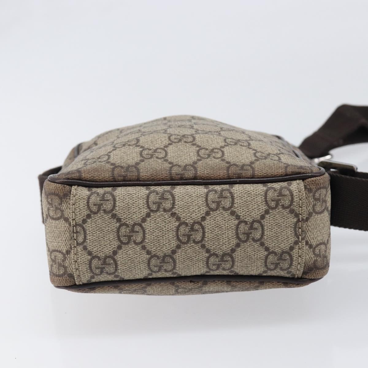 GUCCI GG Supreme Shoulder Bag PVC Beige Silver 122754 Auth hk4066