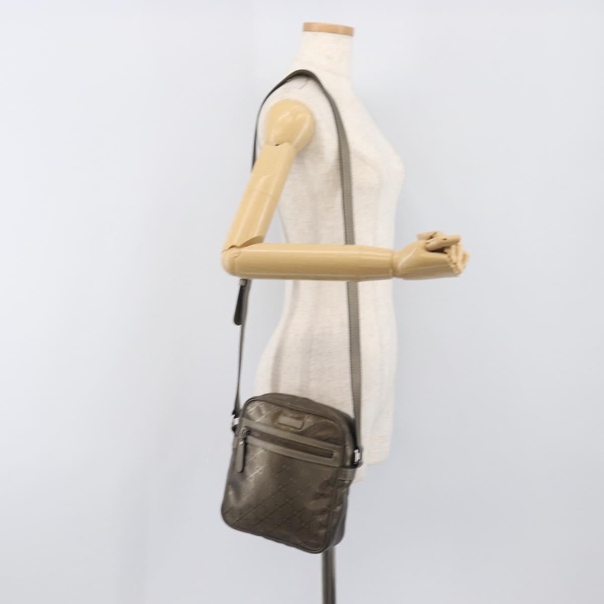GUCCI GG Implementation Shoulder Bag PVC Champagne Gold 233268 Auth hk4067A