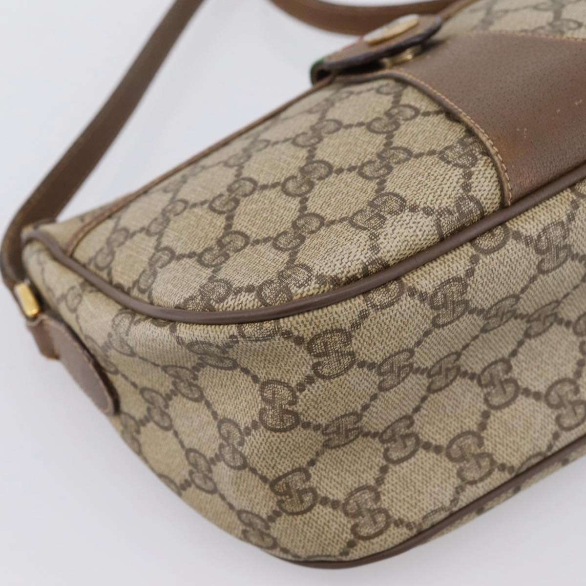 GUCCI GG Supreme Web Sherry Line Bag PVC Beige Gold 89 02 032 Auth hk4068
