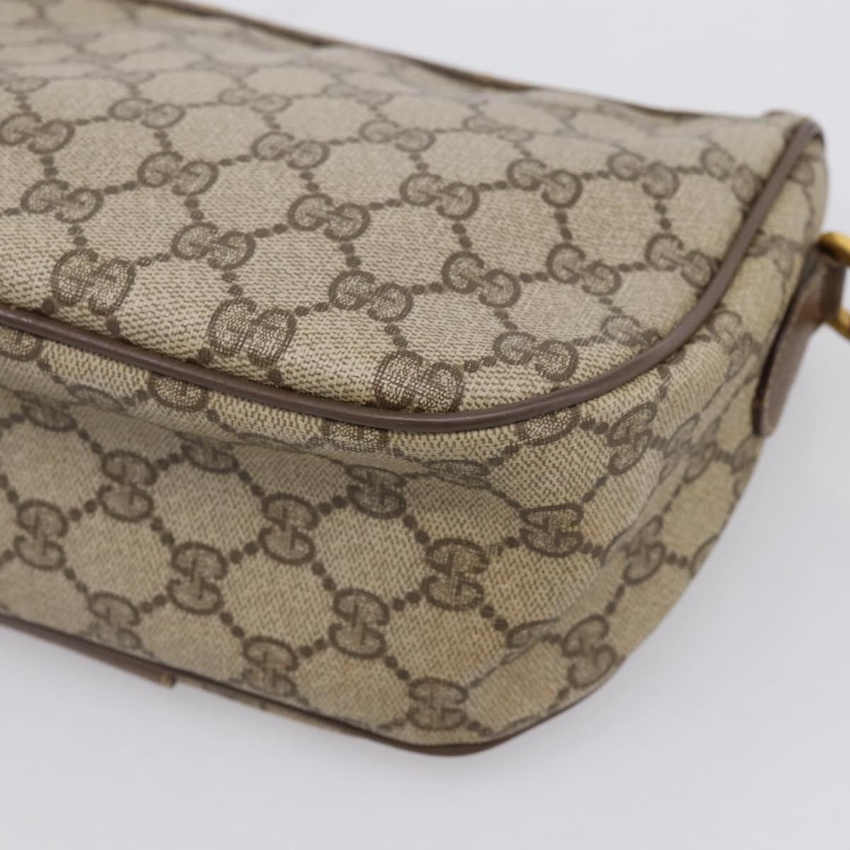 GUCCI GG Supreme Web Sherry Line Bag PVC Beige Gold 89 02 032 Auth hk4068