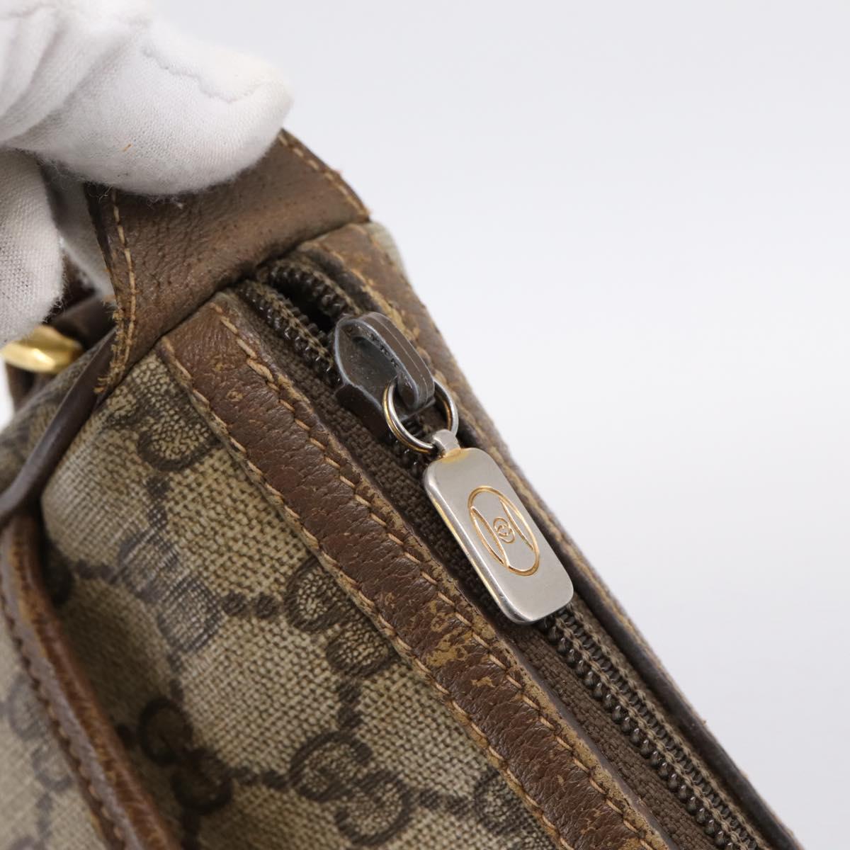 GUCCI GG Supreme Web Sherry Line Bag PVC Beige Gold 89 02 032 Auth hk4068