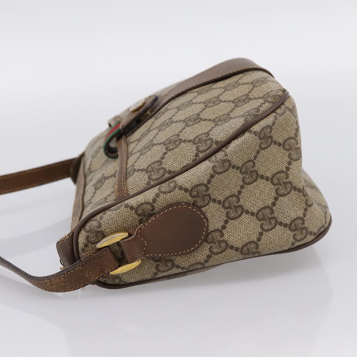 GUCCI GG Supreme Web Sherry Line Bag PVC Beige Gold 89 02 032 Auth hk4068