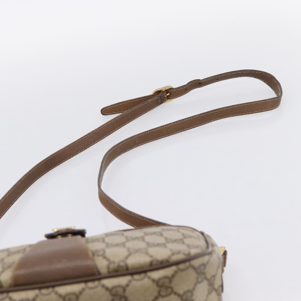 GUCCI GG Supreme Web Sherry Line Bag PVC Beige Gold 89 02 032 Auth hk4068