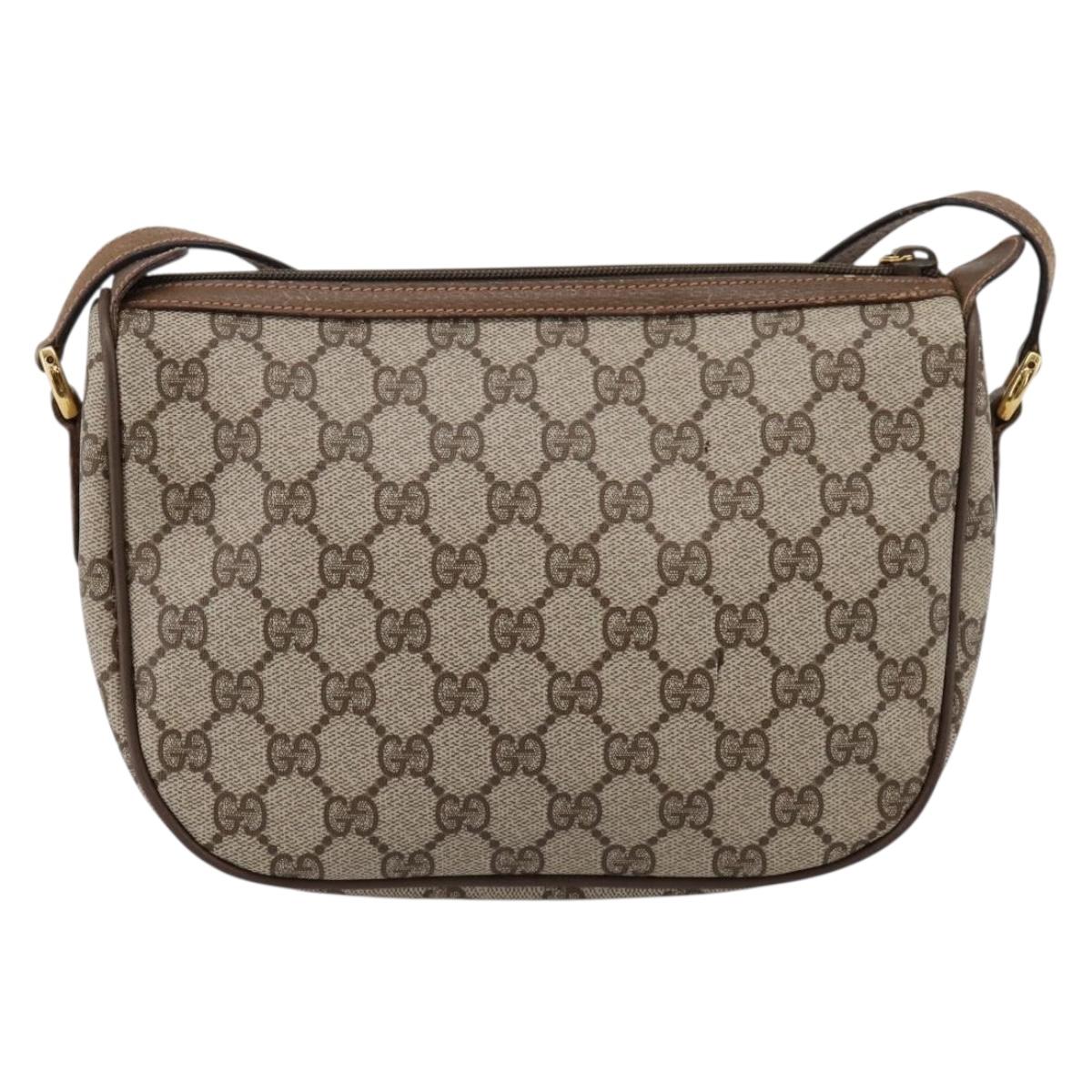 GUCCI GG Supreme Web Sherry Line Bag PVC Beige Gold 89 02 032 Auth hk4069