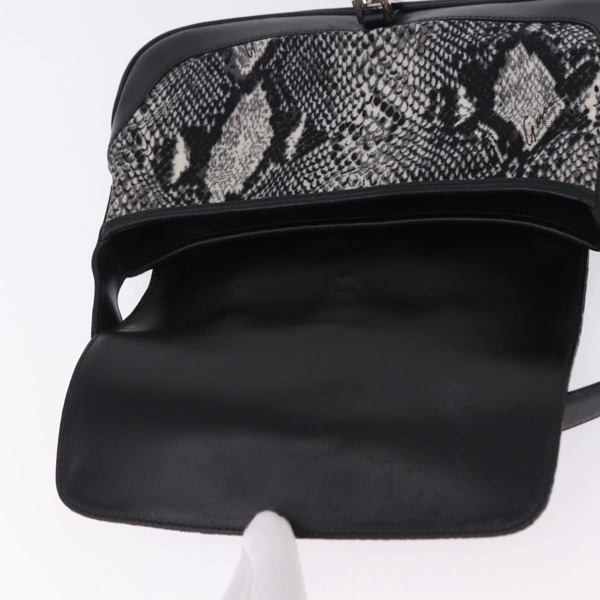 GUCCI Jackie Shoulder Bag Canvas Black Silver Auth hk4070A