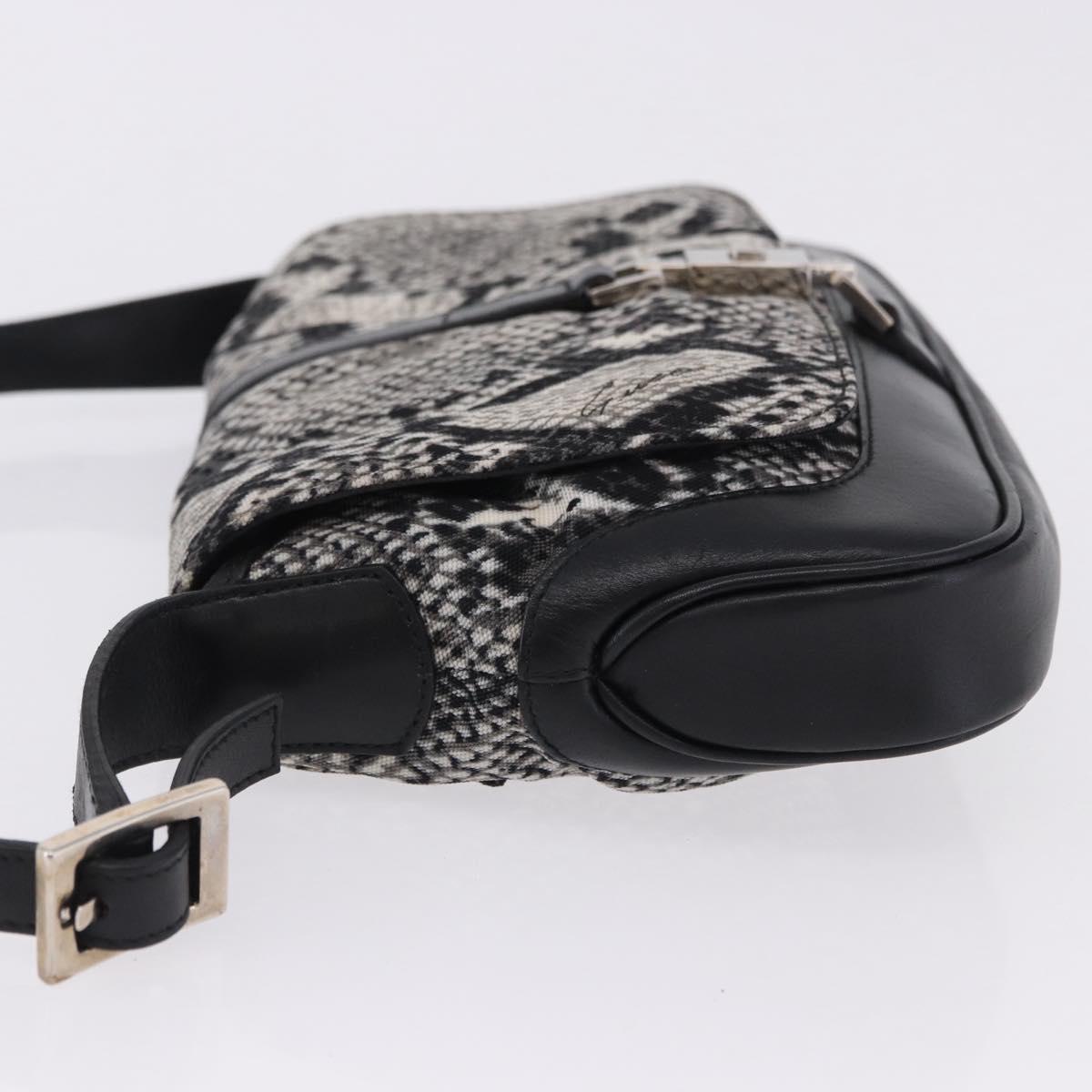 GUCCI Jackie Shoulder Bag Canvas Black Silver Auth hk4070A