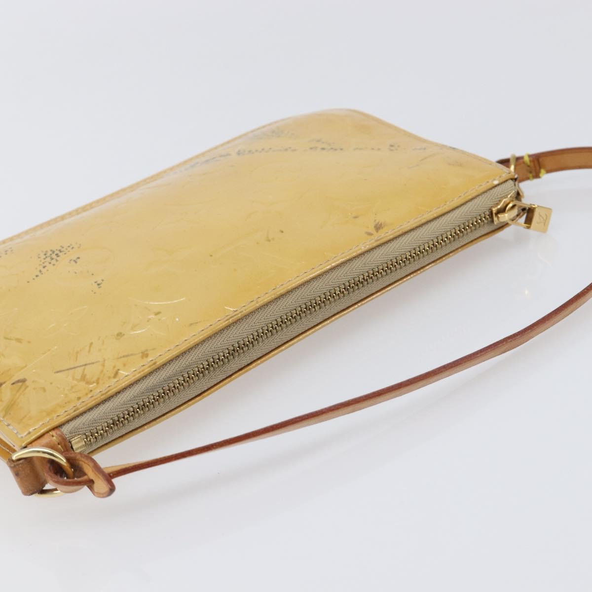 LOUIS VUITTON Monogram Vernis Lexington Accessory Pouch Beige M91010 Auth hk4073