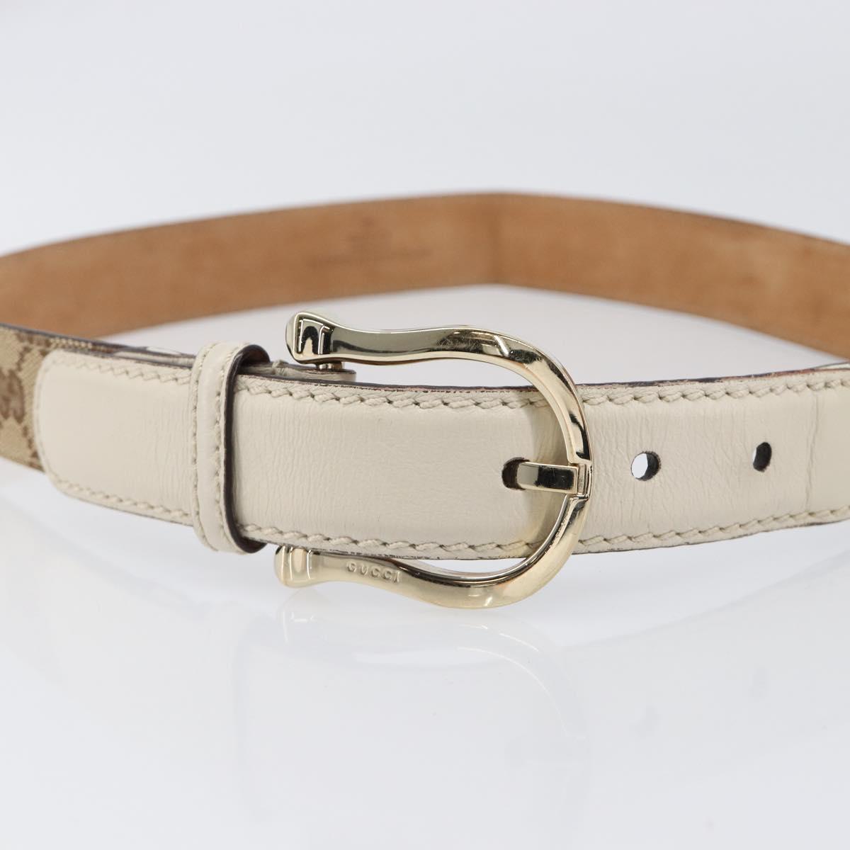 GUCCI GG Canvas Belt 36.6"" Beige Gold 189790 497717 Auth hk4074