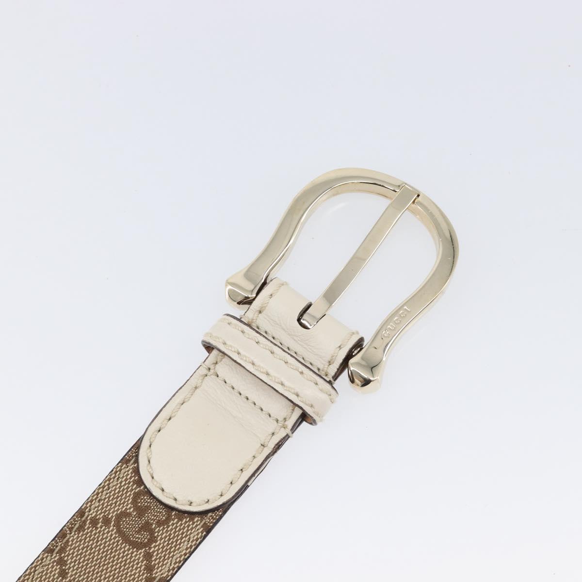 GUCCI GG Canvas Belt 36.6"" Beige Gold 189790 497717 Auth hk4074