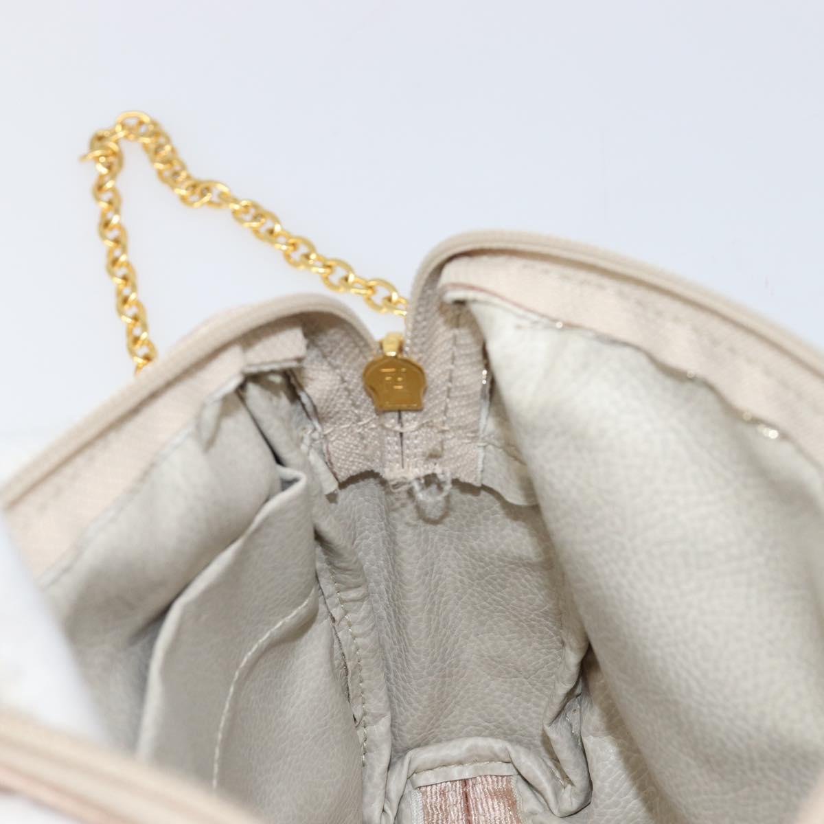 FENDI Chain Shoulder Bag Canvas Pink Gold Auth hk4075