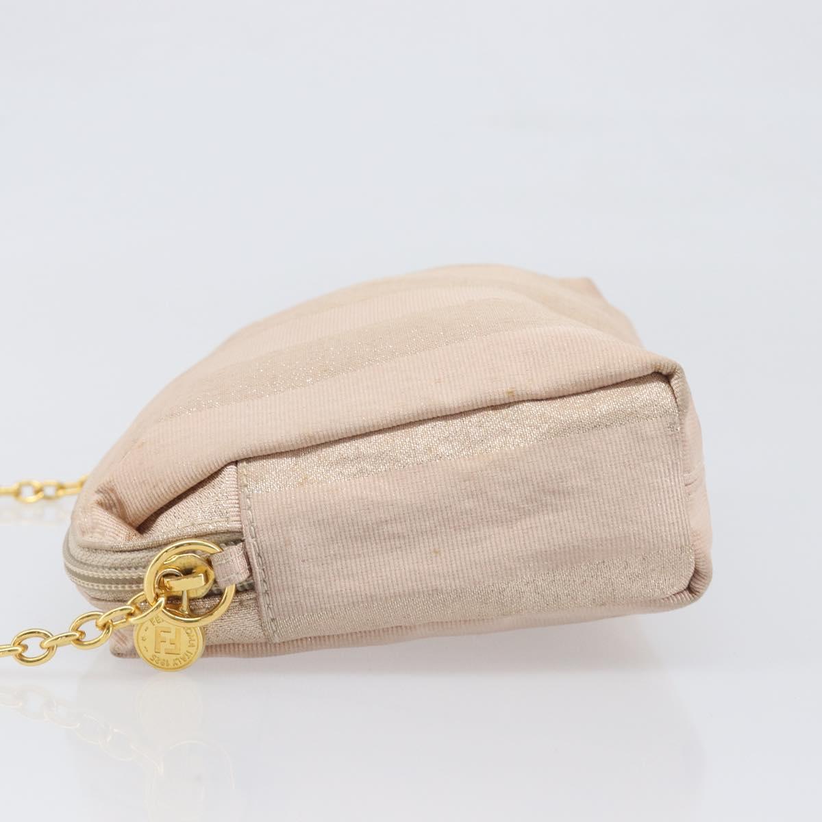 FENDI Chain Shoulder Bag Canvas Pink Gold Auth hk4075