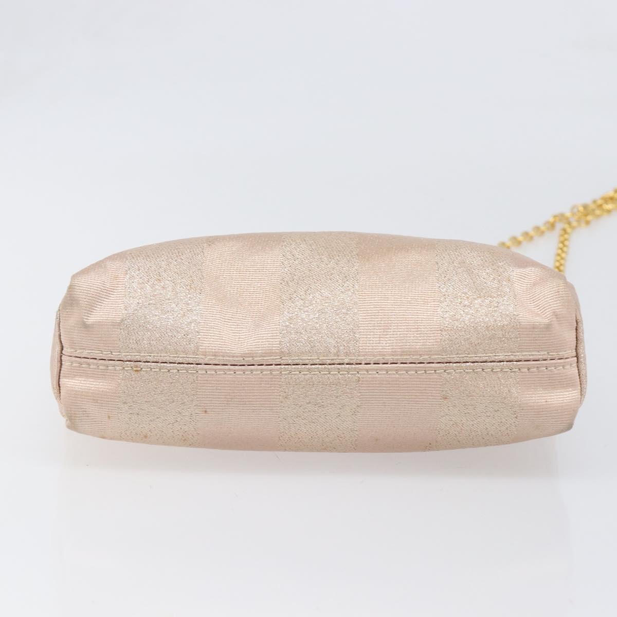 FENDI Chain Shoulder Bag Canvas Pink Gold Auth hk4075