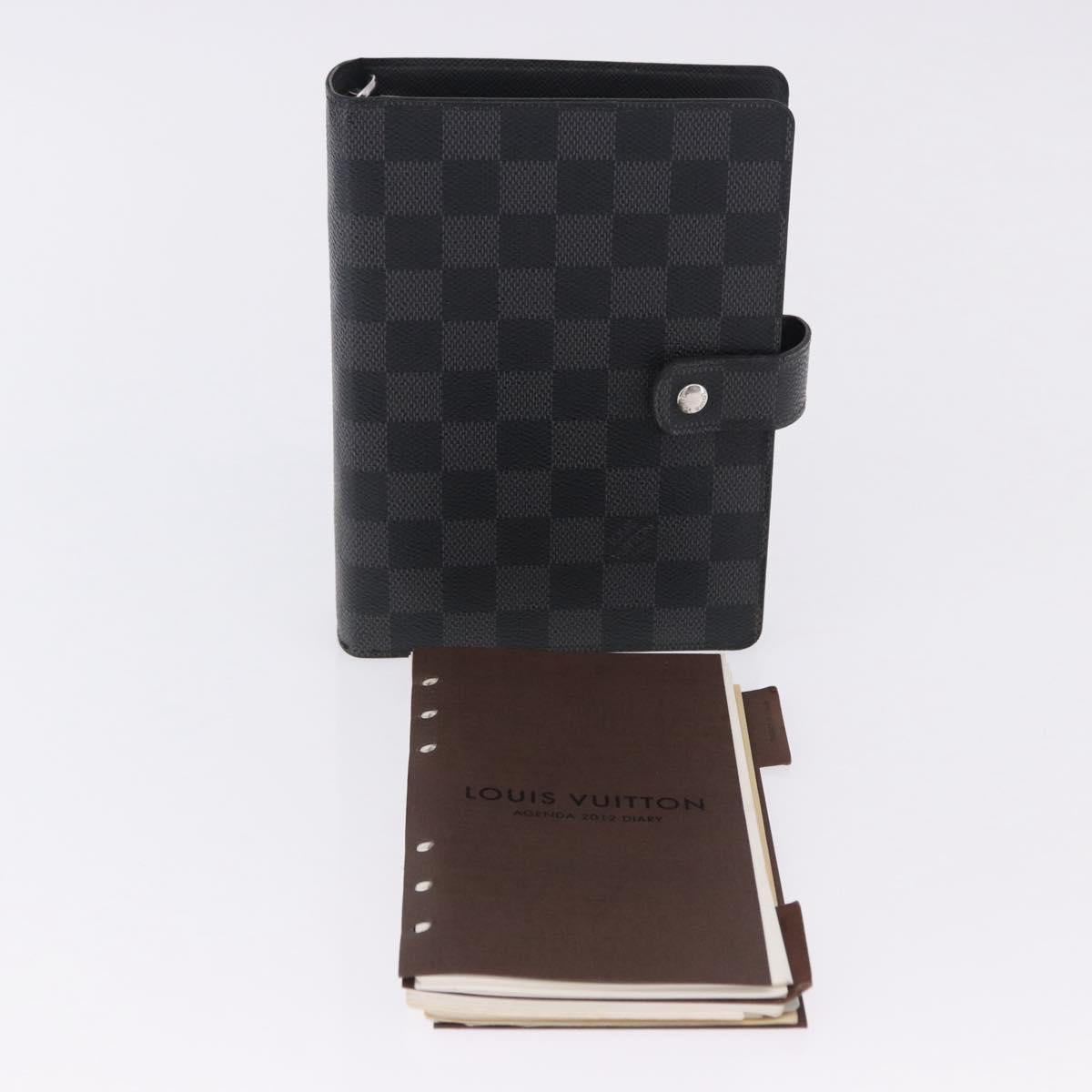 LOUIS VUITTON Damier Graphite Agenda MM Day Planner Cover R20242 LV Auth hk4077