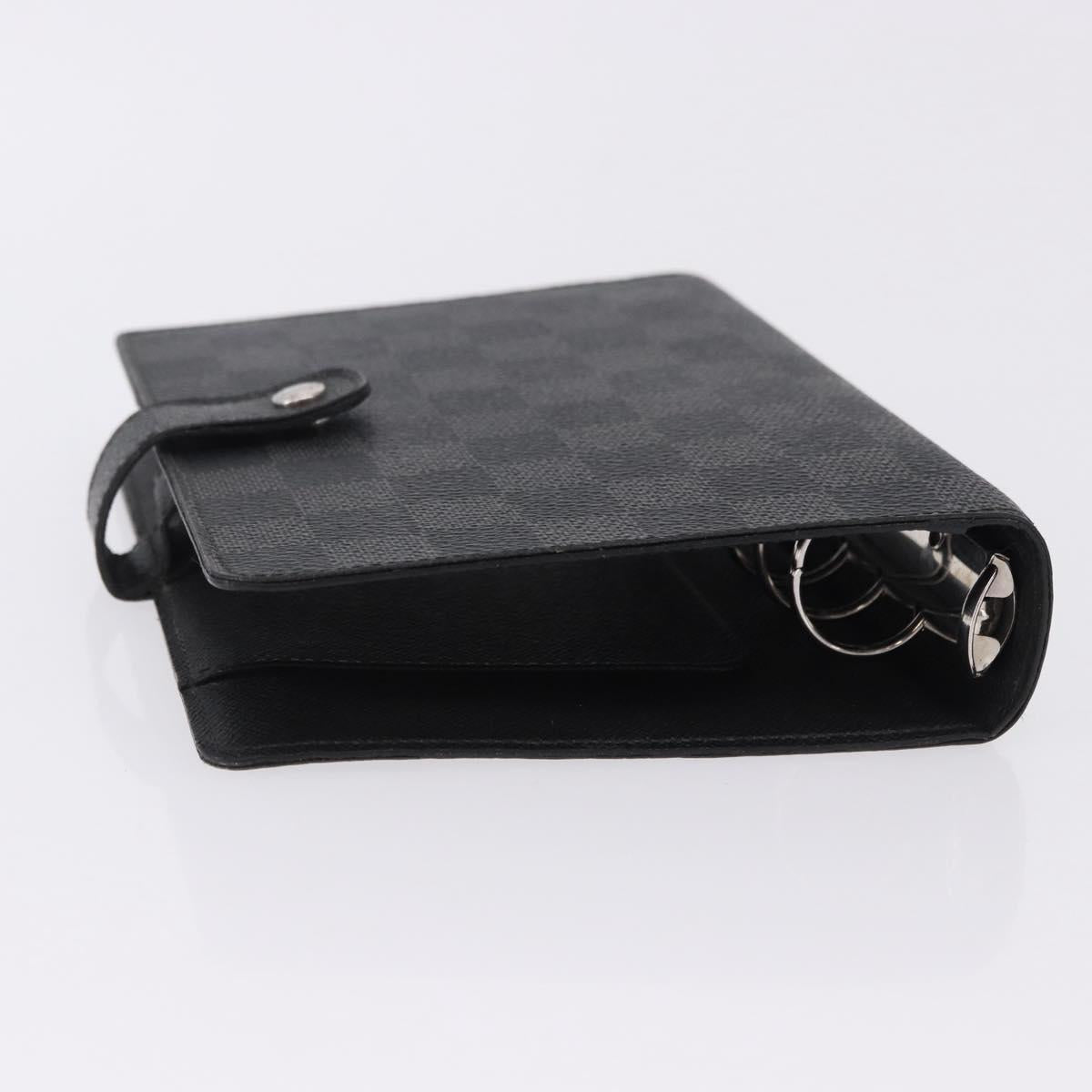 LOUIS VUITTON Damier Graphite Agenda MM Day Planner Cover R20242 LV Auth hk4077