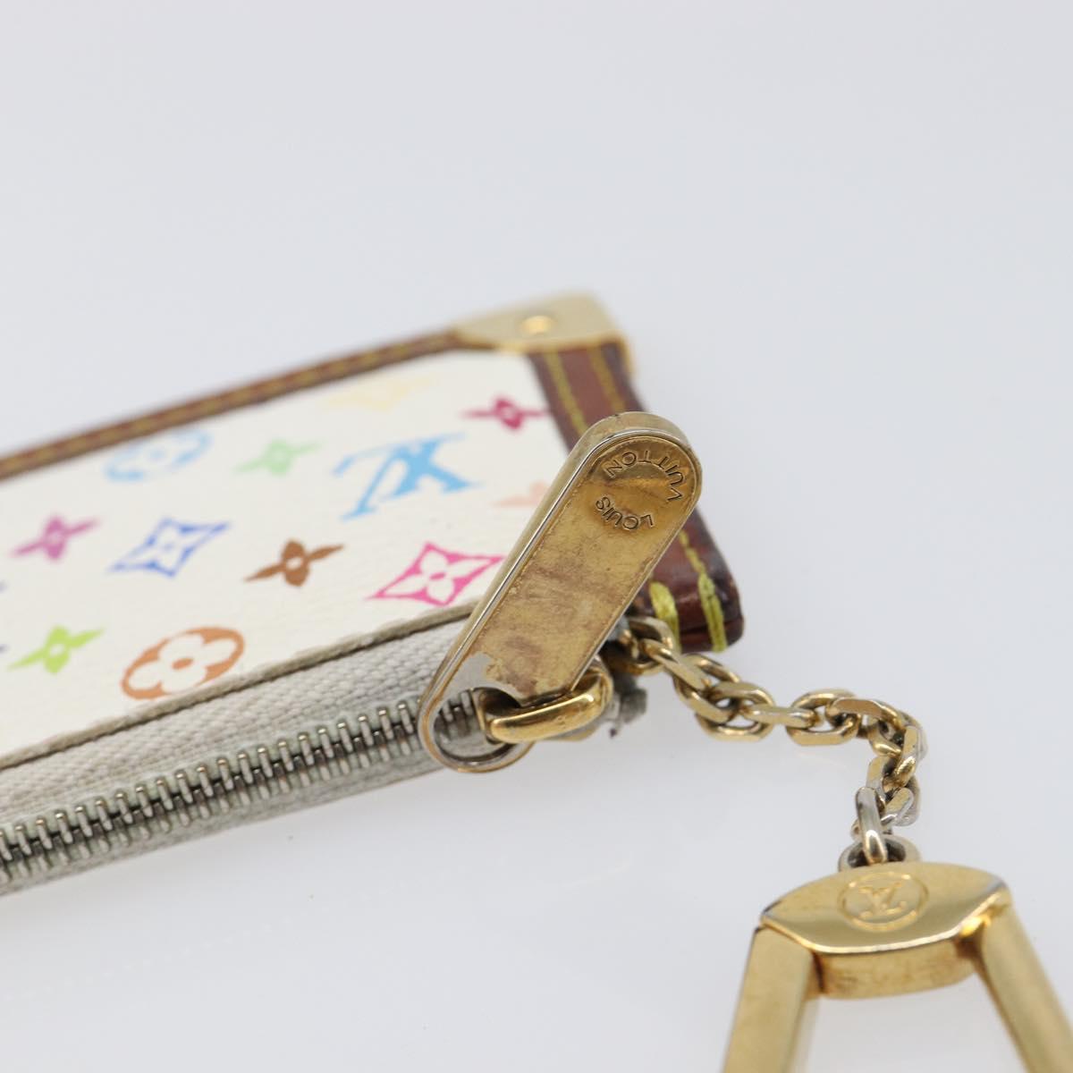 LOUIS VUITTON Multicolor Pochette Cles Coin Purse White M92655 LV Auth hk4078