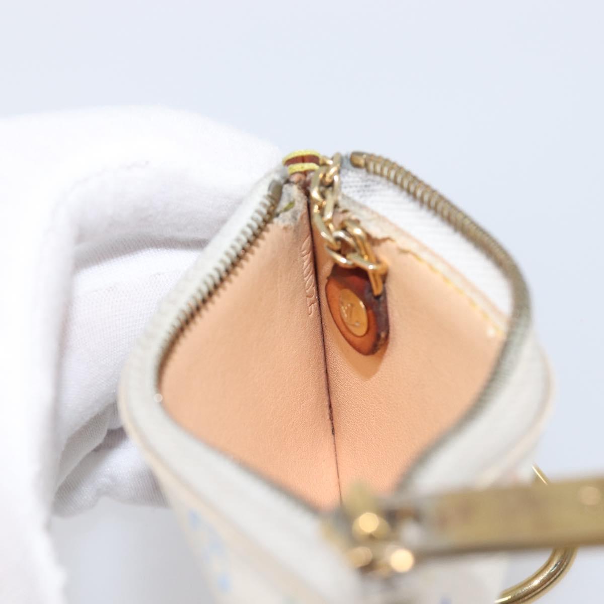 LOUIS VUITTON Multicolor Pochette Cles Coin Purse White M92655 LV Auth hk4078