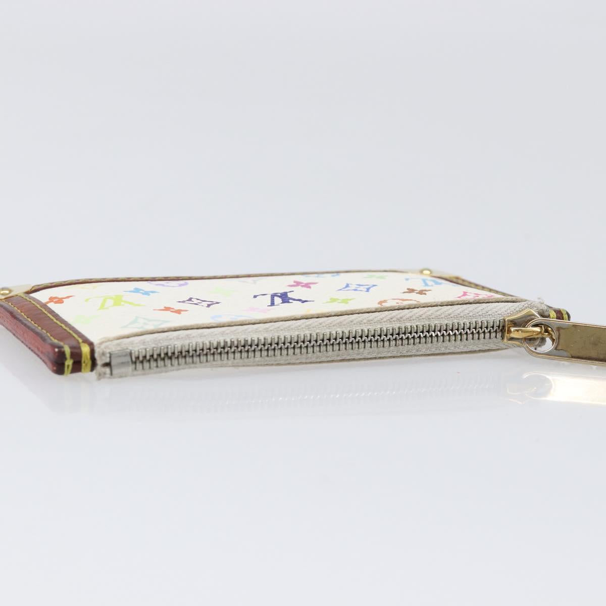 LOUIS VUITTON Multicolor Pochette Cles Coin Purse White M92655 LV Auth hk4078