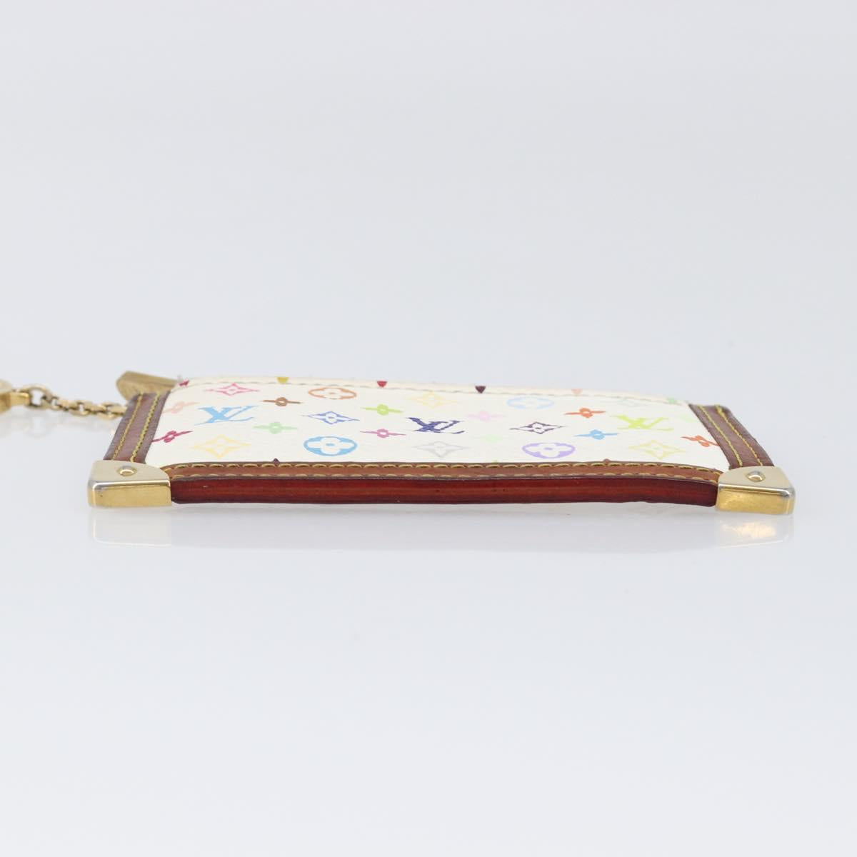 LOUIS VUITTON Multicolor Pochette Cles Coin Purse White M92655 LV Auth hk4078