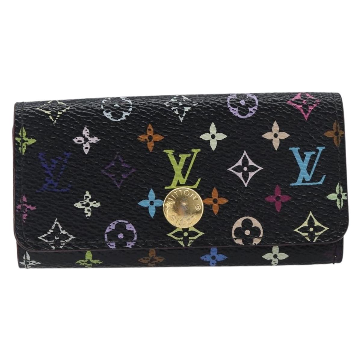 LOUIS VUITTON Multicolor Multicles 4 Key Case Black M93732 LV Auth hk4079