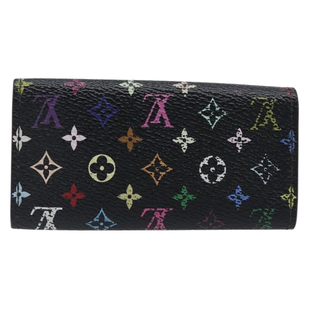 LOUIS VUITTON Multicolor Multicles 4 Key Case Black M93732 LV Auth hk4079