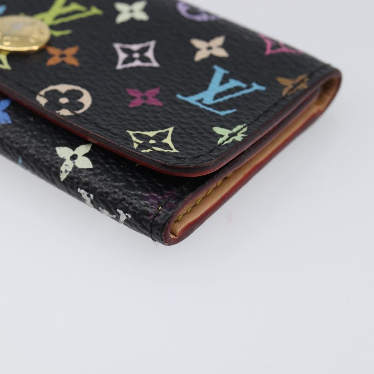 LOUIS VUITTON Multicolor Multicles 4 Key Case Black M93732 LV Auth hk4079