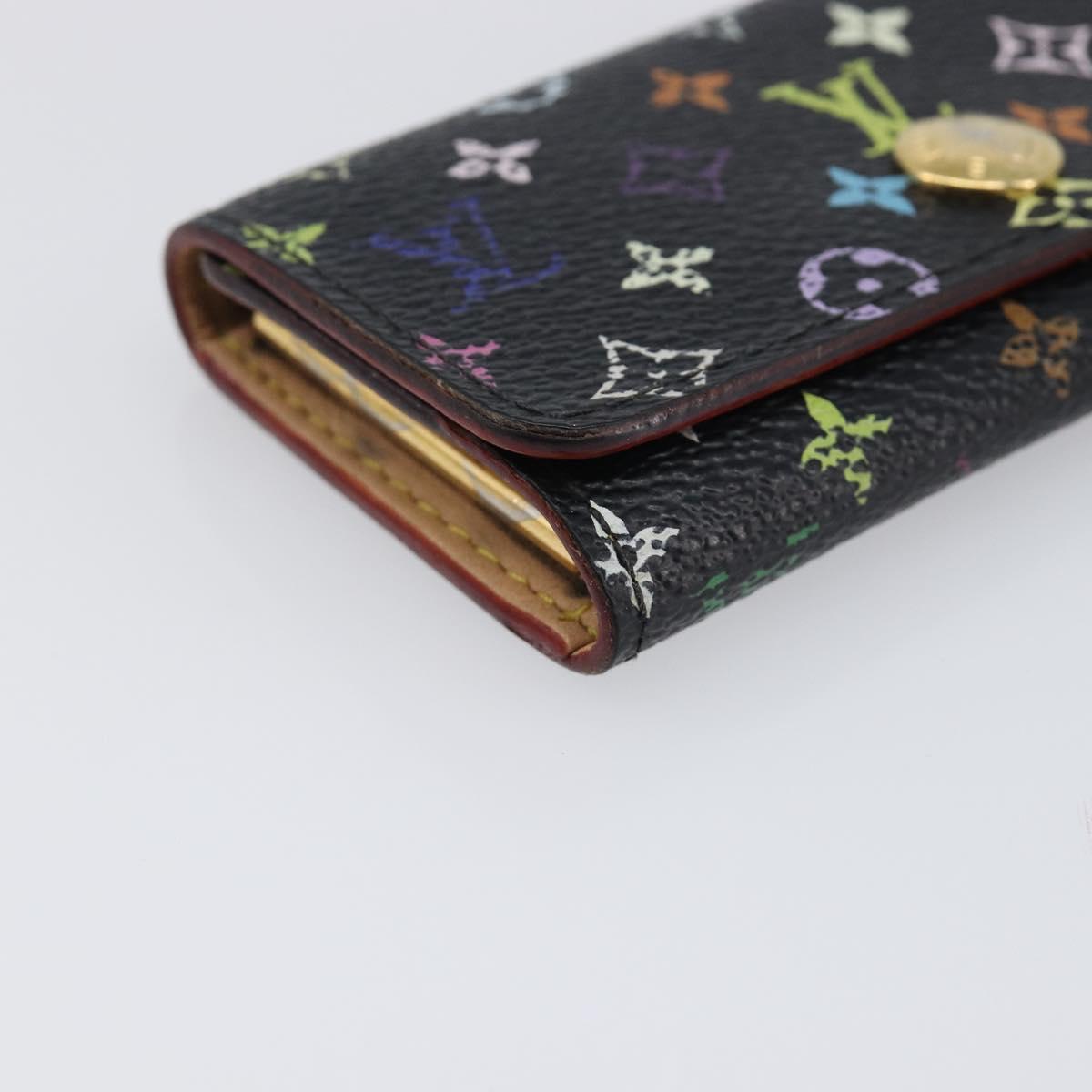 LOUIS VUITTON Multicolor Multicles 4 Key Case Black M93732 LV Auth hk4079