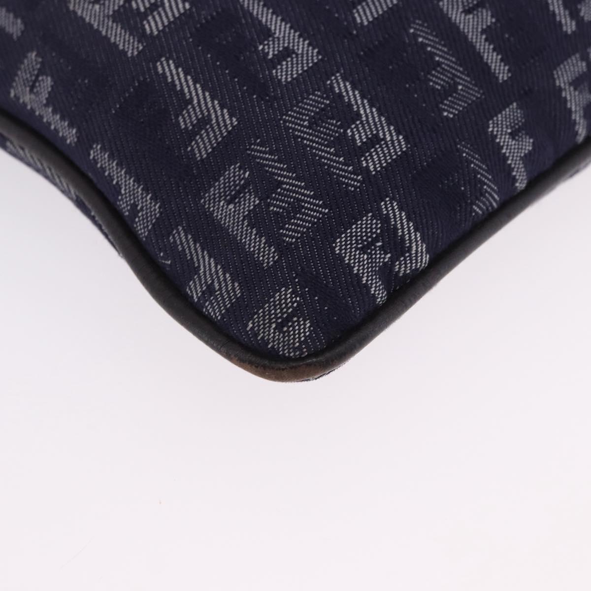 FENDI Zucchino Canvas Hand Bag Blue Silver Auth hk4080A