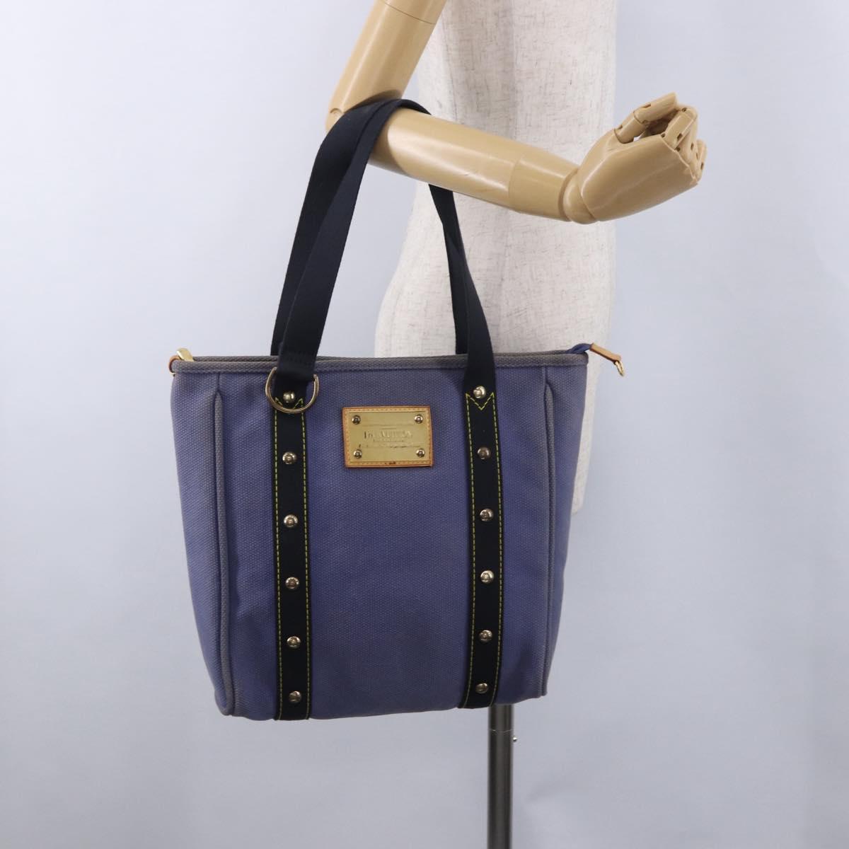 LOUIS VUITTON Antigua Cabas MM Tote Bag Blue M40087 LV Auth hk4101
