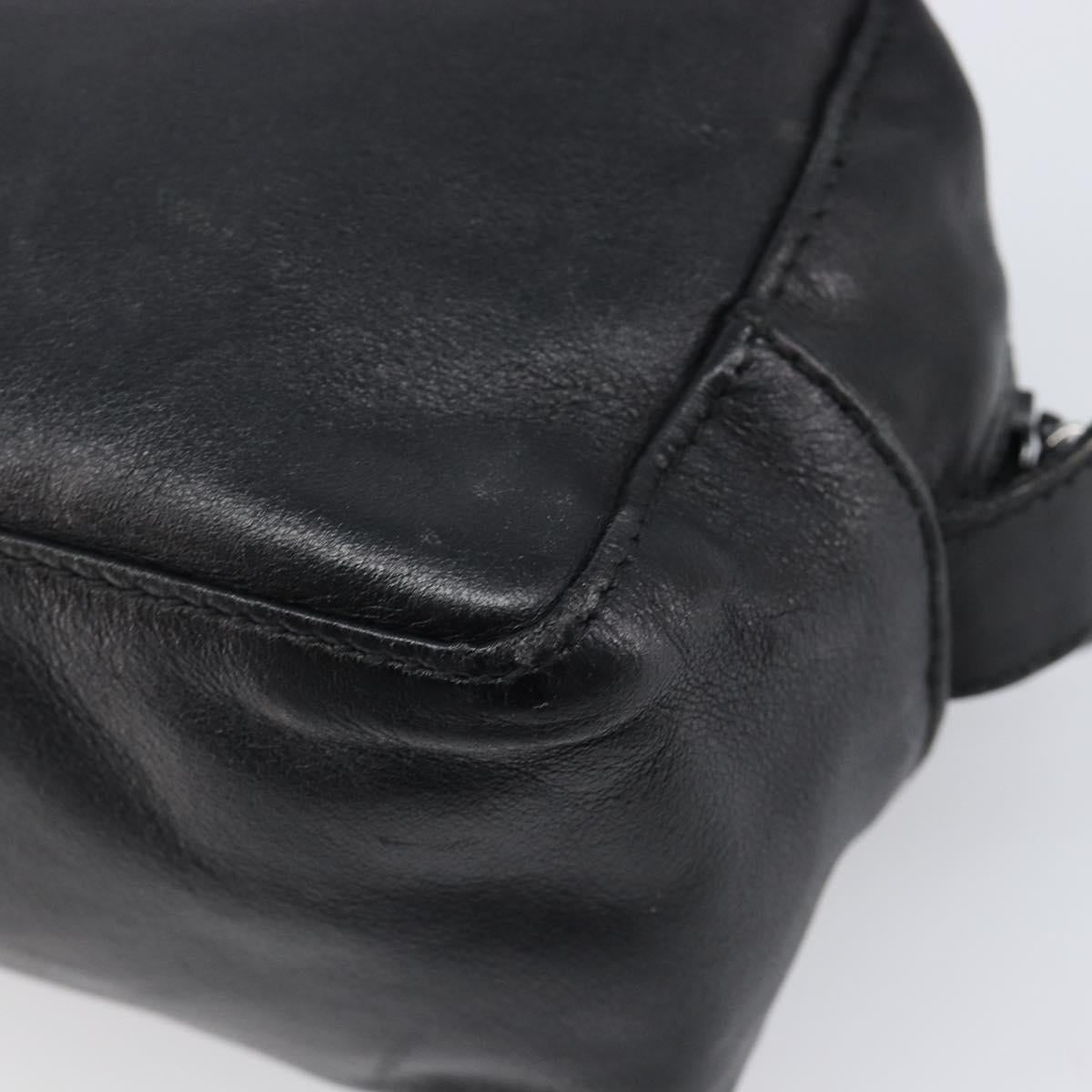 GUCCI Pouch Leather Black Silver 039 0974 Auth hk4120