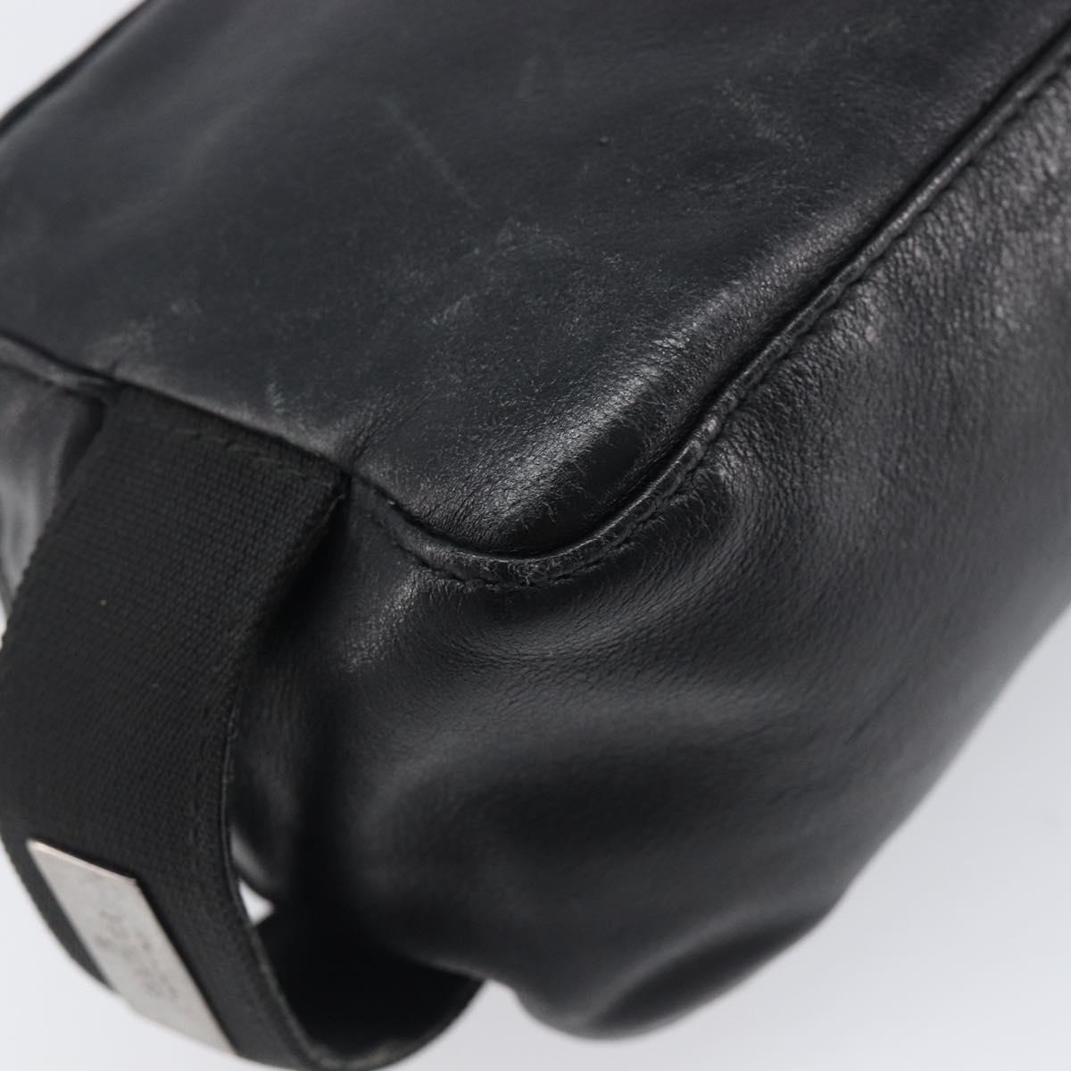 GUCCI Pouch Leather Black Silver 039 0974 Auth hk4120