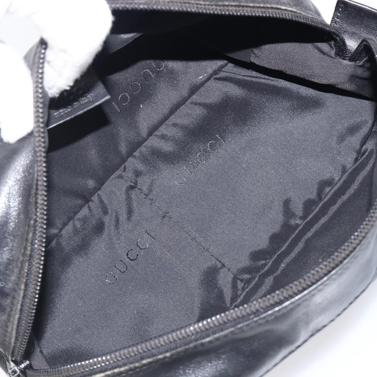 GUCCI Pouch Leather Black Silver 039 0974 Auth hk4120
