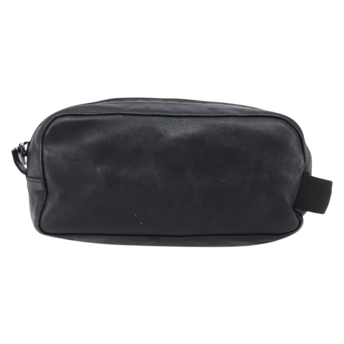 GUCCI Pouch Leather Black Silver 039 0974 Auth hk4120