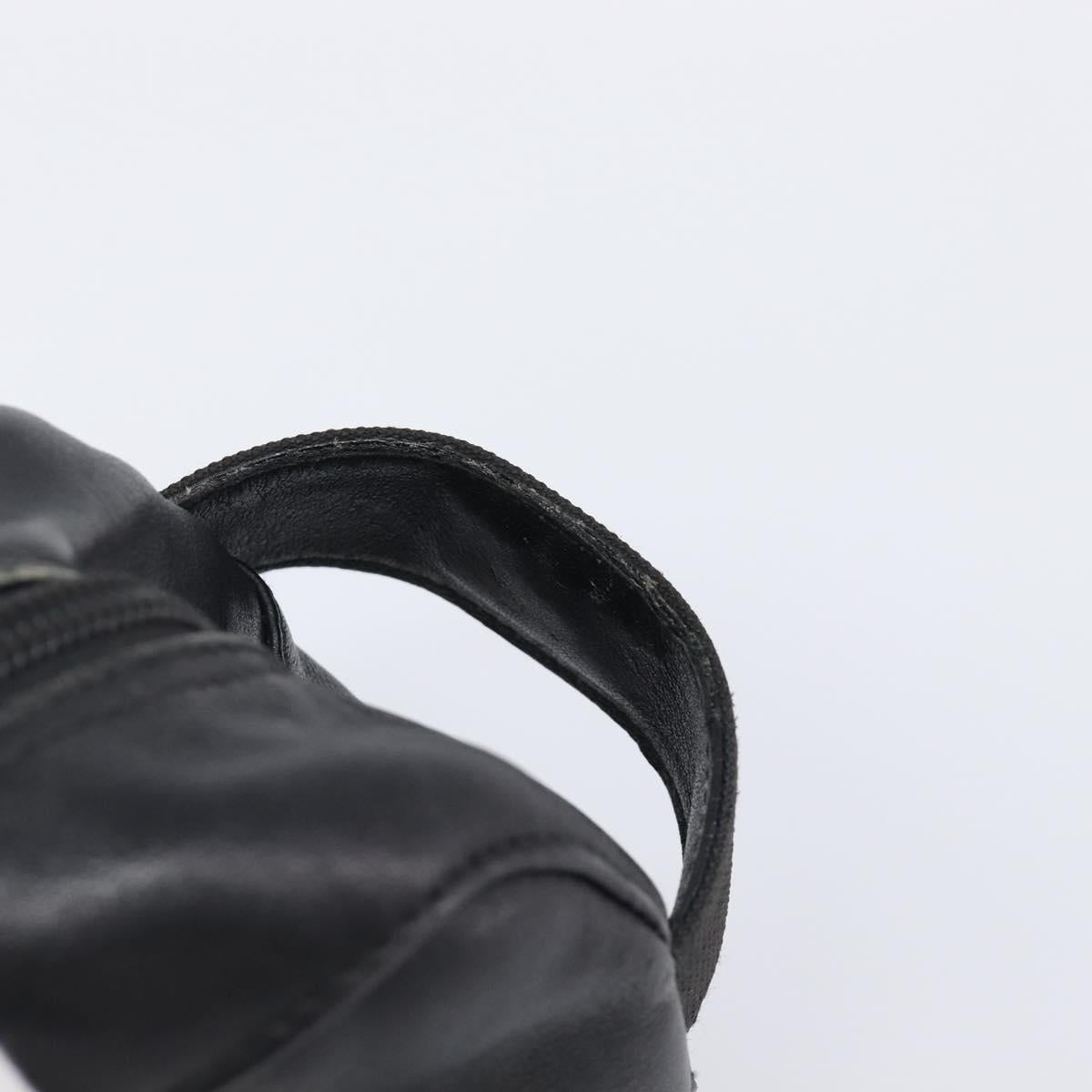 GUCCI Pouch Leather Black Silver 039 0974 Auth hk4120