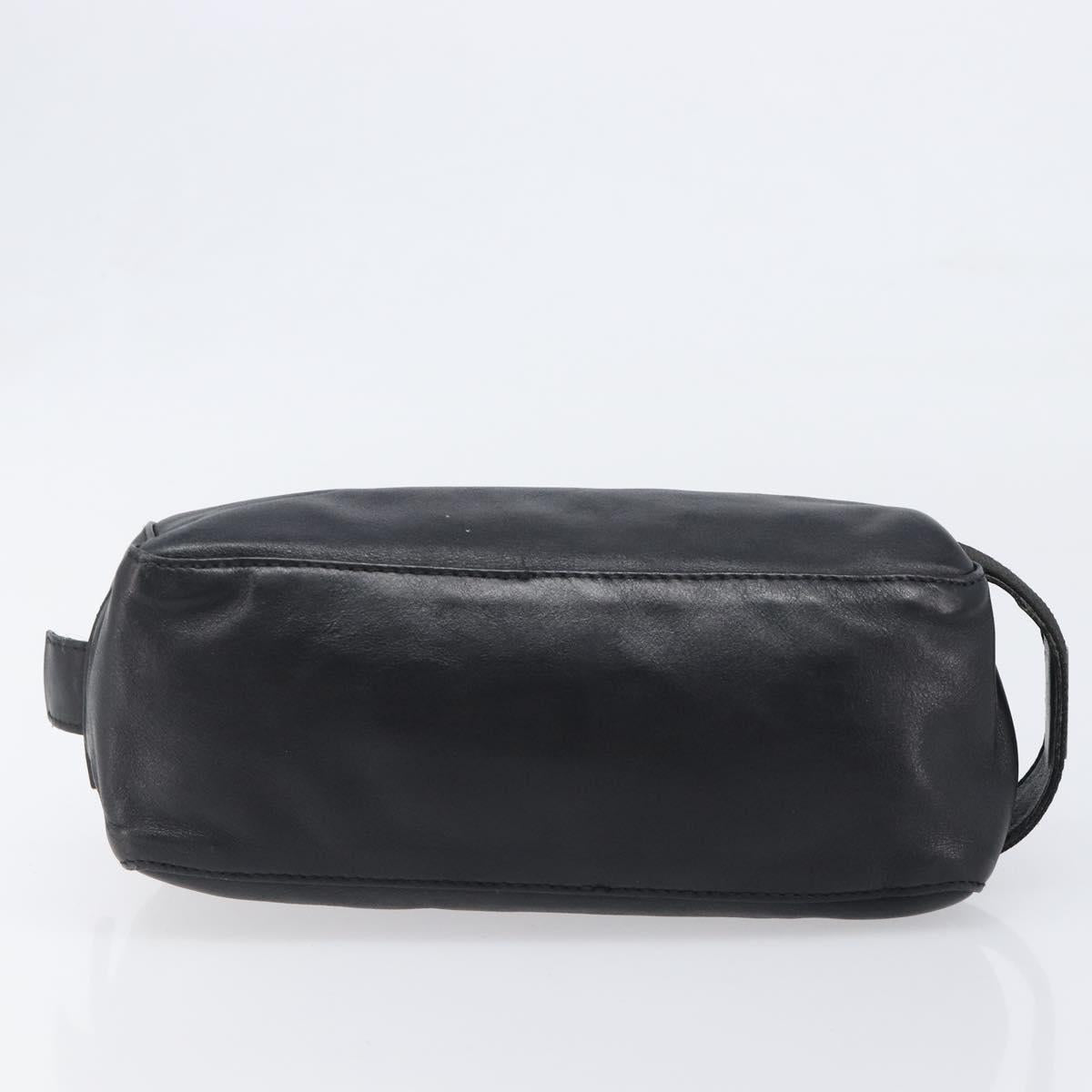 GUCCI Pouch Leather Black Silver 039 0974 Auth hk4120