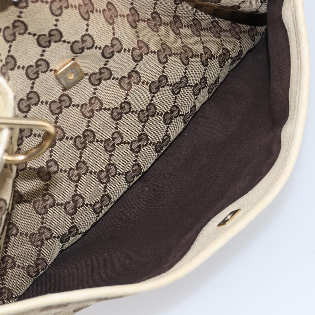 GUCCI GG Canvas Tote Bag Beige Gold 121023 Auth hk4121