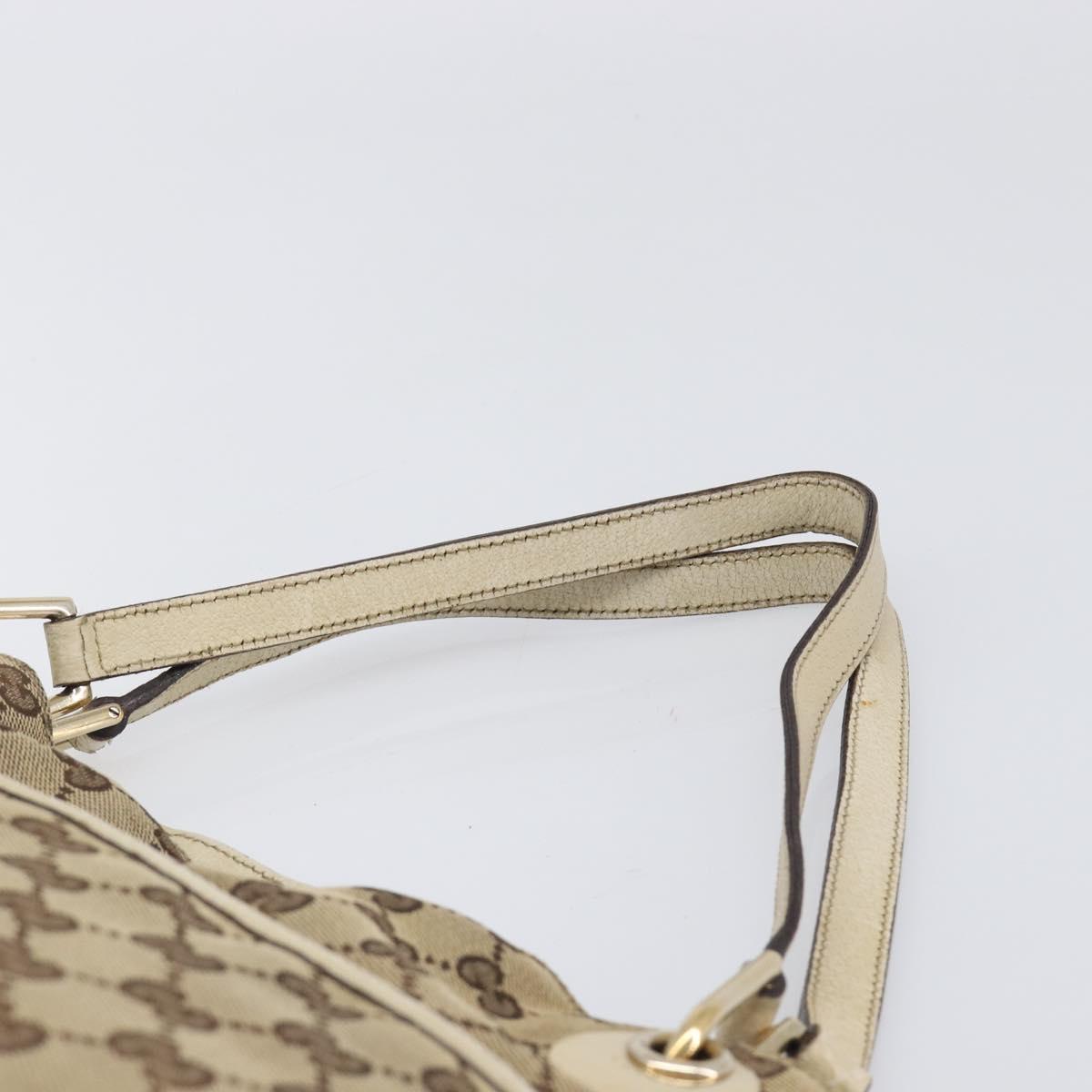 GUCCI GG Canvas Tote Bag Beige Gold 121023 Auth hk4121