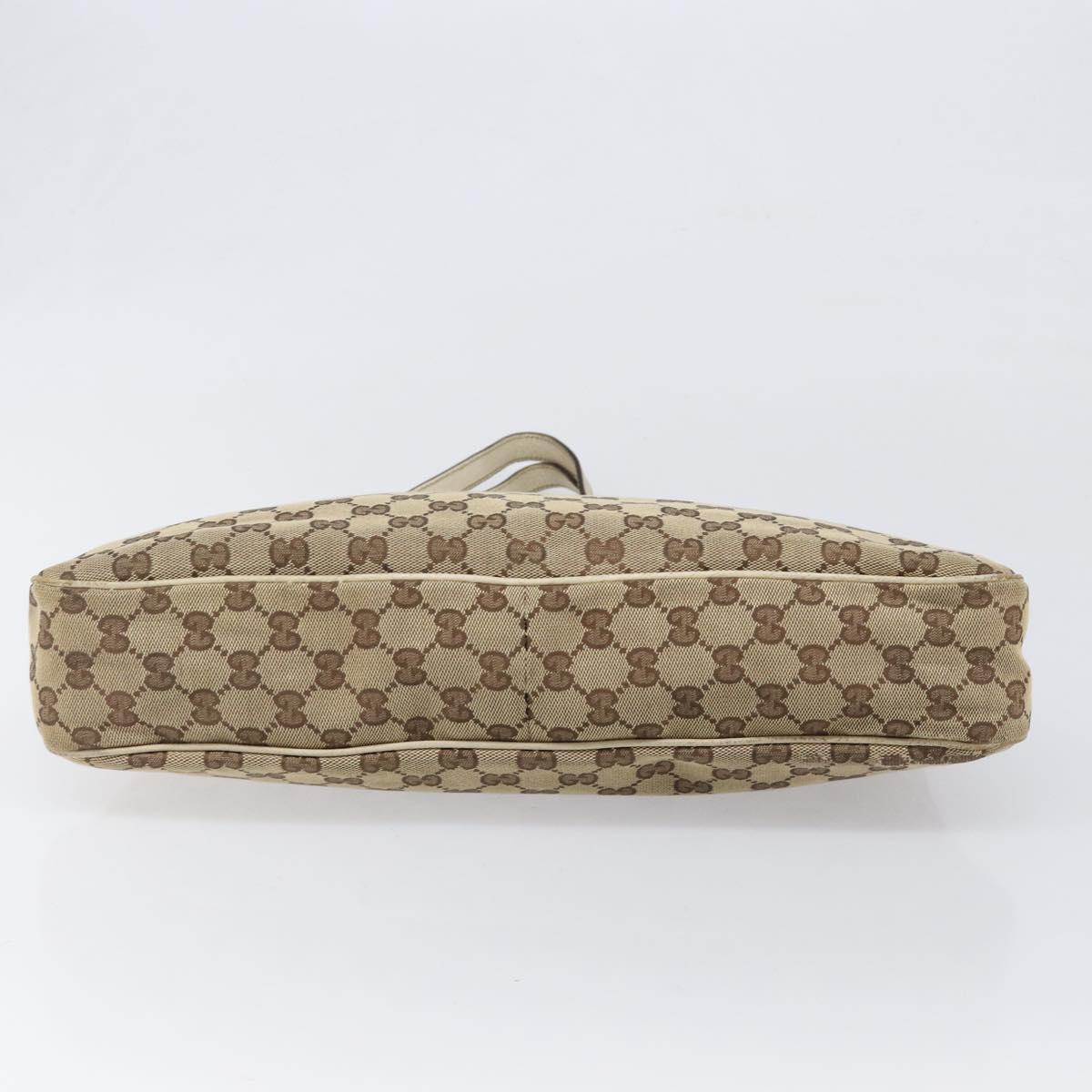 GUCCI GG Canvas Tote Bag Beige Gold 121023 Auth hk4121
